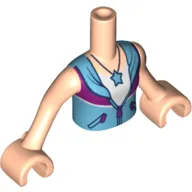 Minidoll Torso Girl with Azure Shirt with Dark Purple Band, White Top, Star Pendent and Light Nougat Arms