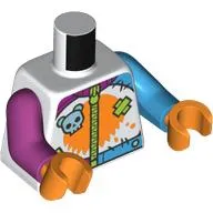 Torso, Odd Arms, Jacket with Zipper, Medium Blue Skull, Orange Spot, Lime Bandage print, Left Medium Azure Arm, Right Magenta Arm, Orange Hands