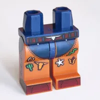 Hips and Dark Orange Legs with Dark Brown Belt, Silver Eagle Belt Buckle, Dark Blue Chaps, Cactus, Silver Star, Cow, Decorations print