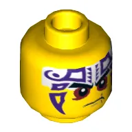 Minifig Head Krait, Eyebrows, Red Eyes, Purple and White Tattoo Print [Hollow Stud]