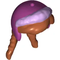 Hair and Hat, Long with Pigtails and Magenta Winter Hat with Lavender Fur Trim Print