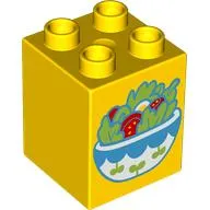 Duplo Brick 2 x 2 x 2 with Salad Bowl print
