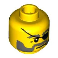 Minifig Head Diver, Eyepatch and Gray Beard Closed Mouth / Open Mouth Scared Print