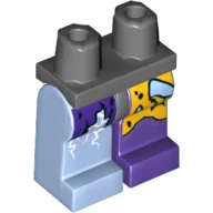 Hips and Dark Purple Left Leg, Bright Light Blue Right Leg with Tattered Orange and Purple Leggings and Boot Print