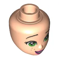 Minidoll Head with Green Eyes, Dark Pink Lips, Freckles Print