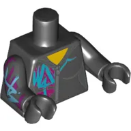 Torso Hoodie, Zipper, Purple and Blue Markings Print, Black Arms and Hands with Purple and Blue Markings on Right Print