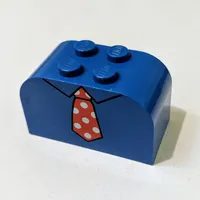 Brick Curved 2 x 4 x 2 Double with Necktie Red Print