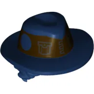 Hair and Hat, Tousled, Dark Blue Hat pattern with Dark Brown Band Print