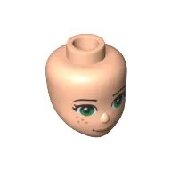 Minidoll Head with Green Eyes, Freckles, Smile Print