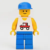Man, White Vest with Truck, Blue Legs, Blue Cap (3626a Head)