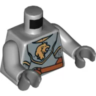 Torso Armor Breastplate with Gold Lion Head, Belt / '2011 The LEGO Store Sunrise, FL' on Back Print, Light Bluish Gray Arms, Dark Bluish Gray Hands