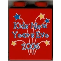 Duplo Brick 1 x 2 x 2 with Kids' New Year's Eve 2006 Print