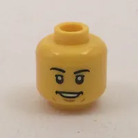Minifig Head Dareth, Eyebrows, White Pupils, Smile, Teeth Print [Hollow Stud]