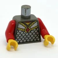Torso Armor, Scale Mail with Red Diamond Amulet Print, Red Arms, Yellow Hands
