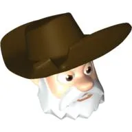 Minifig Head Special with Dark Brown Hat and White Beard (Stinky Pete)