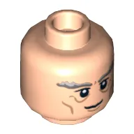 Minifig Head Gandalf, Thick Gray Eyebrows and Smile Print [Hollow Stud]