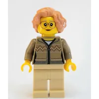 Woman, Dark Tan Cardigan with Zipper, Tan Legs, Nougat Hair, Glasses