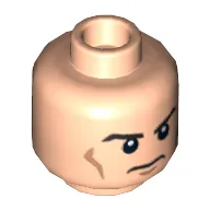 Minifig Head, Eyebrows, Cheek Lines, White Pupils and Frown Print