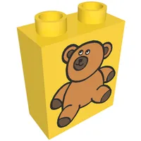 Duplo Brick 1 x 2 x 2 with Brown Teddy Bear Print