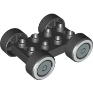 Duplo Car Base 2 x 4 with Removable Metal Axles, Black Tires with Whitewall and Silver Hub Cap Print