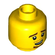 Minifig Head, Reddish Brown Eyebrows, Mustache Stubble and Goatee Print