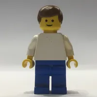 White Torso, Blue Legs, Brown Hair - 3626a Head