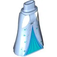 Minidoll Hips and Full Length Skirt with Dark Turquoise Underdress, Medium/Dark Azure Trim, Stars print [Thin Hinge]