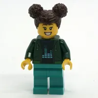 Woman, Dark Green Jacket, Dark Turquoise Legs