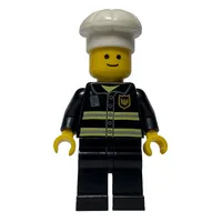 Fire Fighter, Black Torso, Black Legs, White Hat