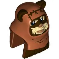 Minifig Head Special, Ewok with Molded Dark Orange Hood and Tan Face Paint, Stitches and Creases Print (Wicket)