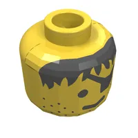Minifig Head Pirate / Wolfpack, Eyepatch, Stubble, Black Hair Print [Blocked Open Stud]