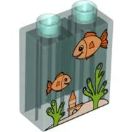 Duplo Brick 1 x 2 x 2 with Aquarium and Fish Print