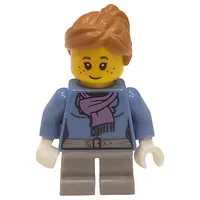 Girl, Medium Blue Jacket with Medium Lavender Scarf, Short Light Bluish Gray Legs