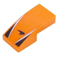 Slope Curved 2 x 1 No Studs with Black McLaren Logo, Black Triangles, Silver Stripes print