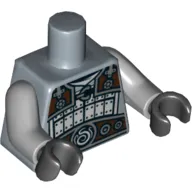 Torso Armor, Light Bluish Gray and Dark Brown with Belt, Elemental Smoke Emblem Print, Light Bluish Gray Arms, Black Hands
