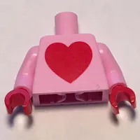 Torso with Red Heart Print, Bright Pink Arms, Red Hands