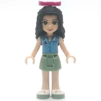 Emma - Medium Azure Vest, Sand Green Skirt