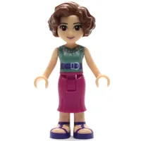 Charlotte - Sand Green Top, Magenta Dress