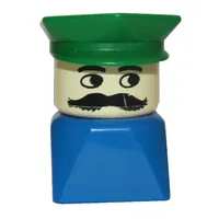 Duplo 2 x 2 x 2 Figure Brick Early, Police Hat Green, Moustache Print