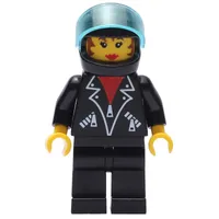 Black Jacket, Black Legs, Black Helmet, Female