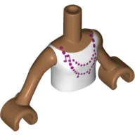 Minidoll Torso Girl with White Vest Top with Magenta Necklace Print, Medium Nougat Arms and Hands