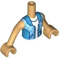 Minidoll Torso Girl with Warm Tan Arms and Hands with Dark Azure/Bright Light Blue Jacket, White Shirt print