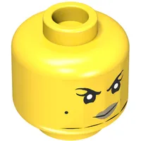 Minifig Head Nya, Eyebrows, Beauty Mark, Dark Tan Lips, Crooked Smile / Scowl Print