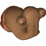 Minifig Head Special, Ithorian with Black Eyes, Dark Orange Back print