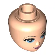 Minidoll Head with Light Blue Eyes, Pink Lips and Open Mouth Print