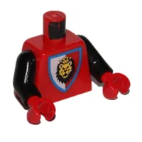 Torso Royal Knights Lion Head on Red/White Shield Print, Black Arms, Red Hands