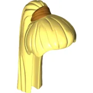 Hair Ponytail Long Straight with Tie Gold Print