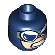 Minifig Head Batman, Balaclava, Goggles, Light Nougat Face with Gritted Teeth in Wide Mouth Print [Hollow Stud]