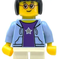 Kid, Bright Light Blue Torso, White Legs, Black Hair