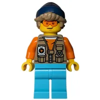 Train Driver, Dark Tan Vest, Medium Azure Legs, Dark Blue Hat